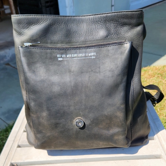 Weathered Black Whiskey Leather Backpack by Undercover Hippie. - Picture 7 of 12